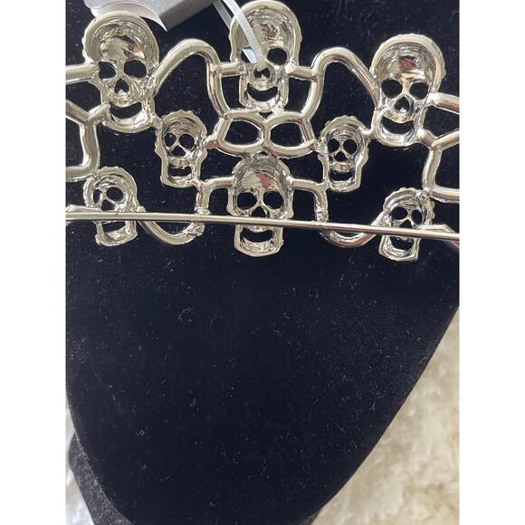 Piper K Silver Studded Skull Gothic Halloween Bride Queen Crown Tiara NEW main image 7
